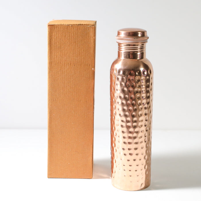 Copper Water Bottle - 34 Oz  - A Hammered Ayurvedic Pure Copper Vessel For Drinking
