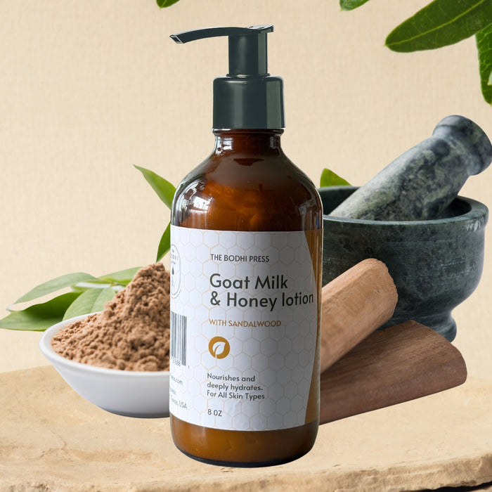 Goat Milk & Honey Lotion with Sandalwood – Nourishing Paraben-Free Moisturizer - 8 oz