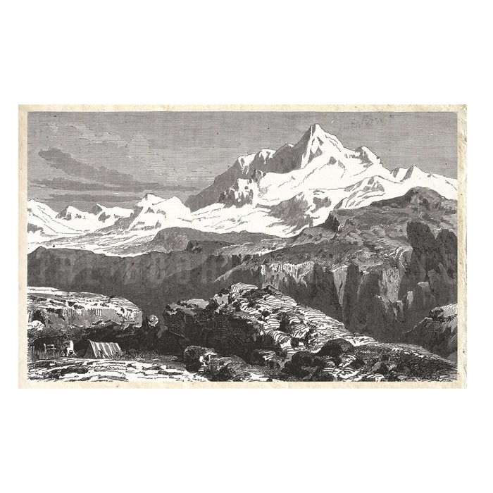 Antique Engraved Mount Everest Print – Handmade Lokta Paper Art