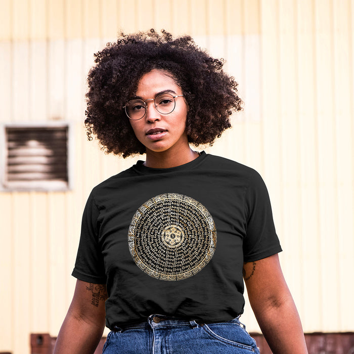 100% Cotton T-shirt : Harmonic Face & Pattern Design Graphic T-Shirt