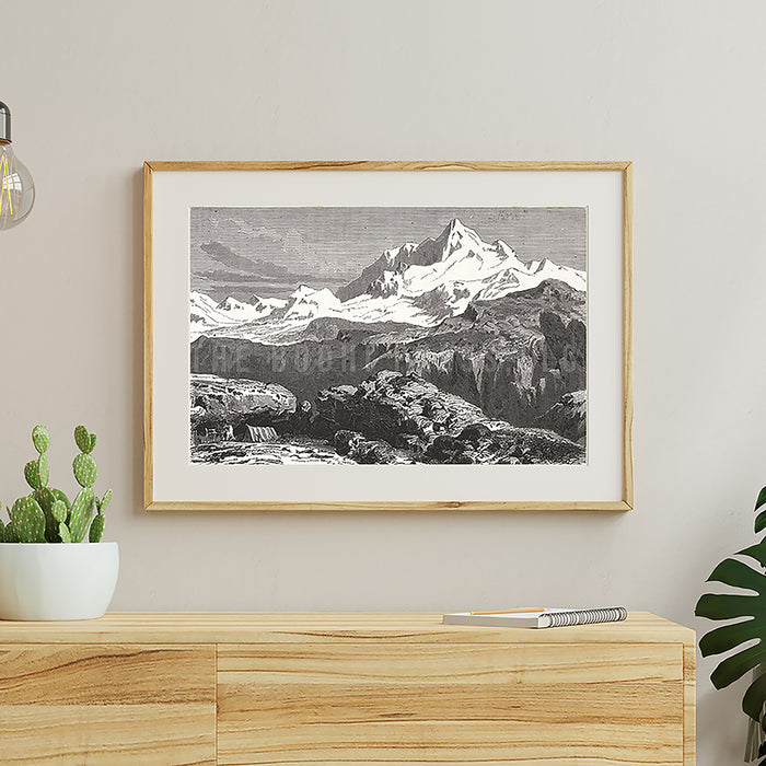 Antique Engraved Mount Everest Print – Handmade Lokta Paper Art