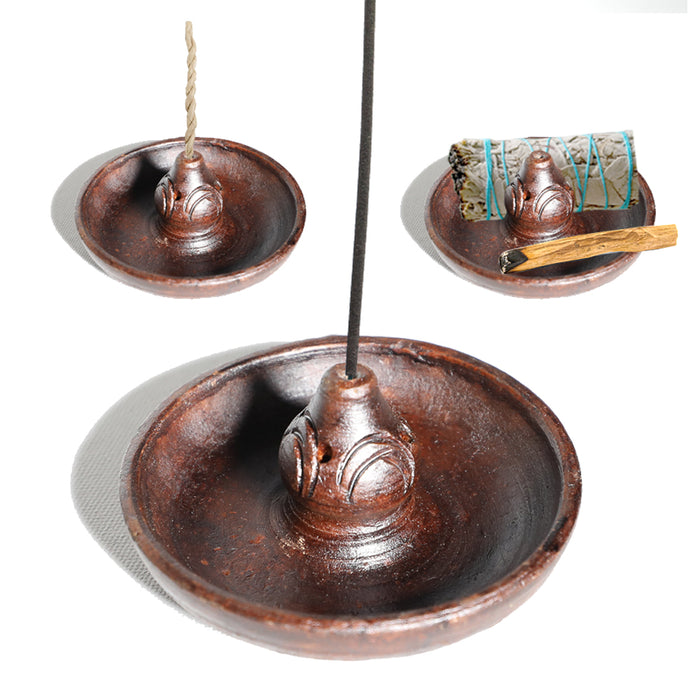 Handmade Terracotta Incense Holder – Artisan-Crafted Ash Catcher for Meditation & Yoga