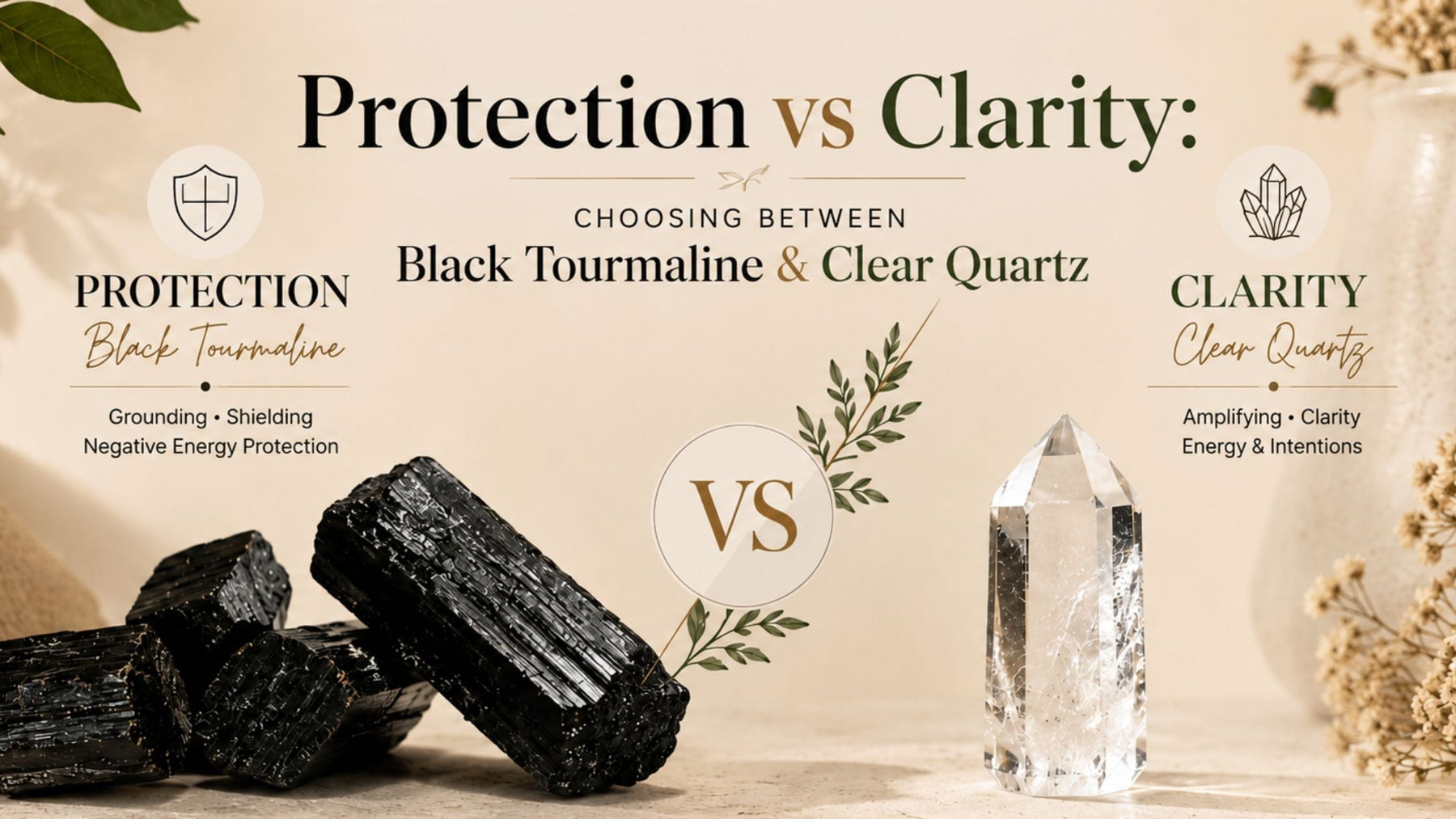 Protection vs Clarity: Choosing Between Black Tourmaline and Clear Quartz