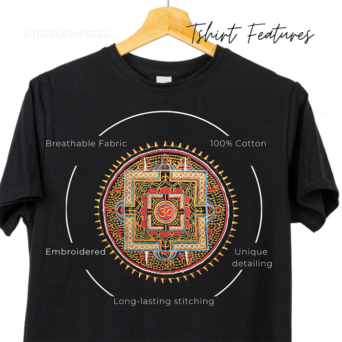 Embroidery Buddha Mandala Shirt, Buddha T Shirts,  Om T-shirts I Lotus Mandala Buddhist Shirt, OM Top, Mandala Tee, Women Gifts, Men Shirts
