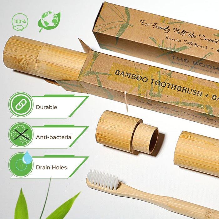 Premium Bamboo Toothbrush & Case Set: Eco-Friendly Oral Care
