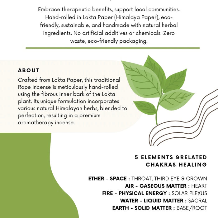 5 Elements Herbal Healing Rope Incense Bundle I Handmade, Eco-friendly & Sustainable