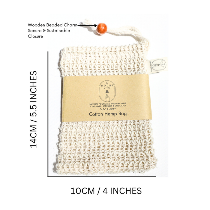 All-Natural Soap Saver Bag |Cotton Hemp Natural Sisal Soap Saver Bag Scrubber For Shower, Travel-friendly, Biodegradable By The Bodhi Press