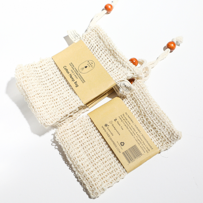 All-Natural Soap Saver Bag |Cotton Hemp Natural Sisal Soap Saver Bag Scrubber For Shower, Travel-friendly, Biodegradable By The Bodhi Press